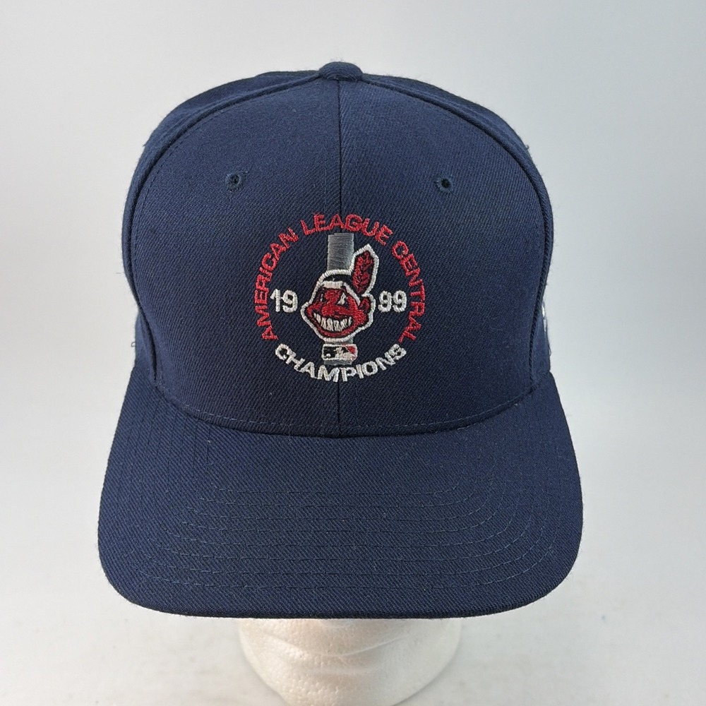 Vintage Cleveland Indians Hat Cap Snap Back New Era 1999 A.L Central Champs NOS